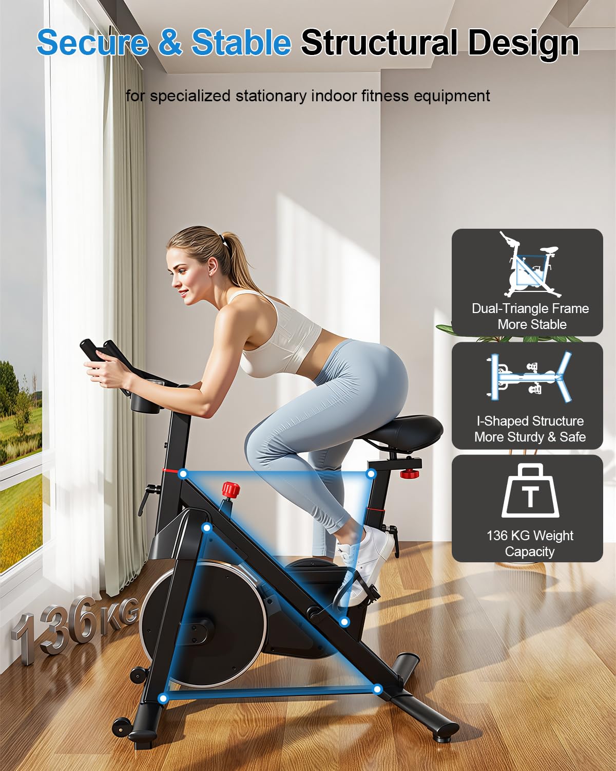 Magnetic Indoor Exercise Bike with LCD Display & Smart App Connectivity